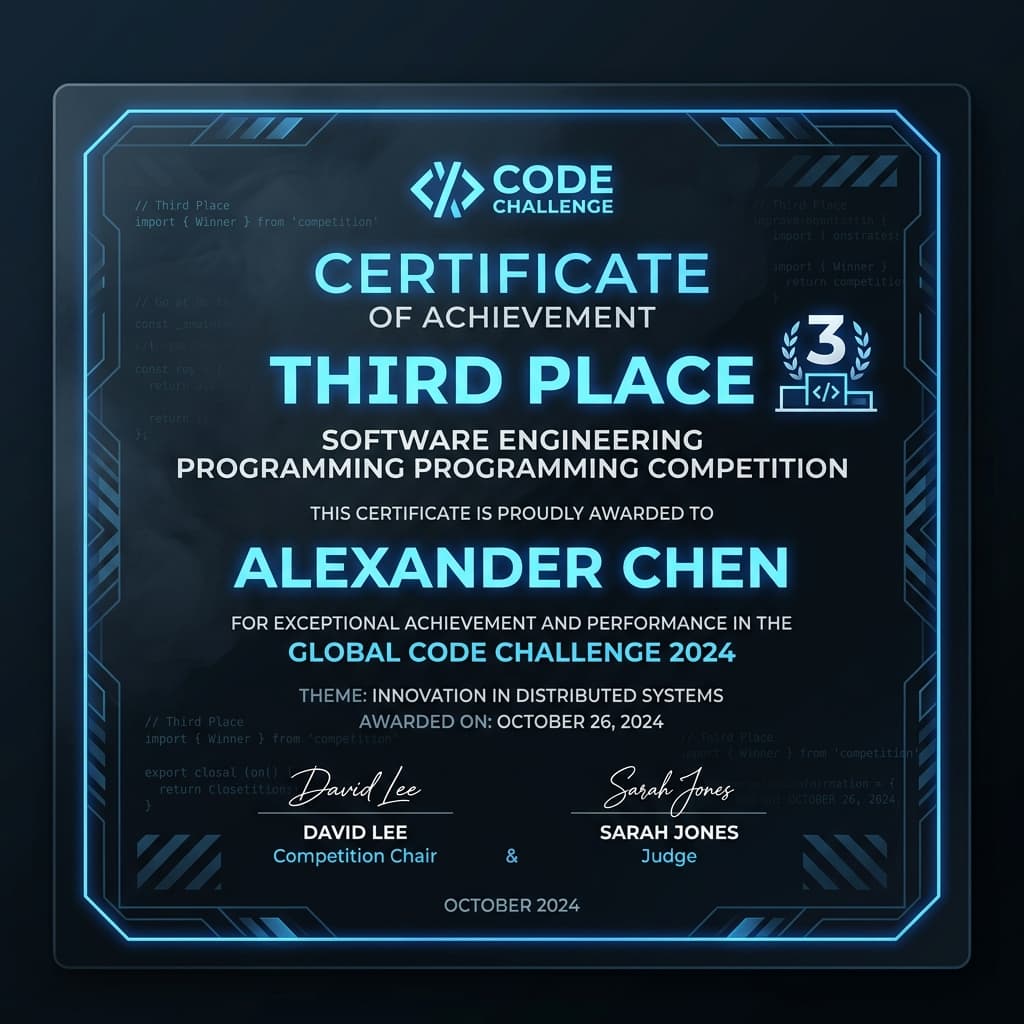 Podium Contest Finish — 3rd Rank